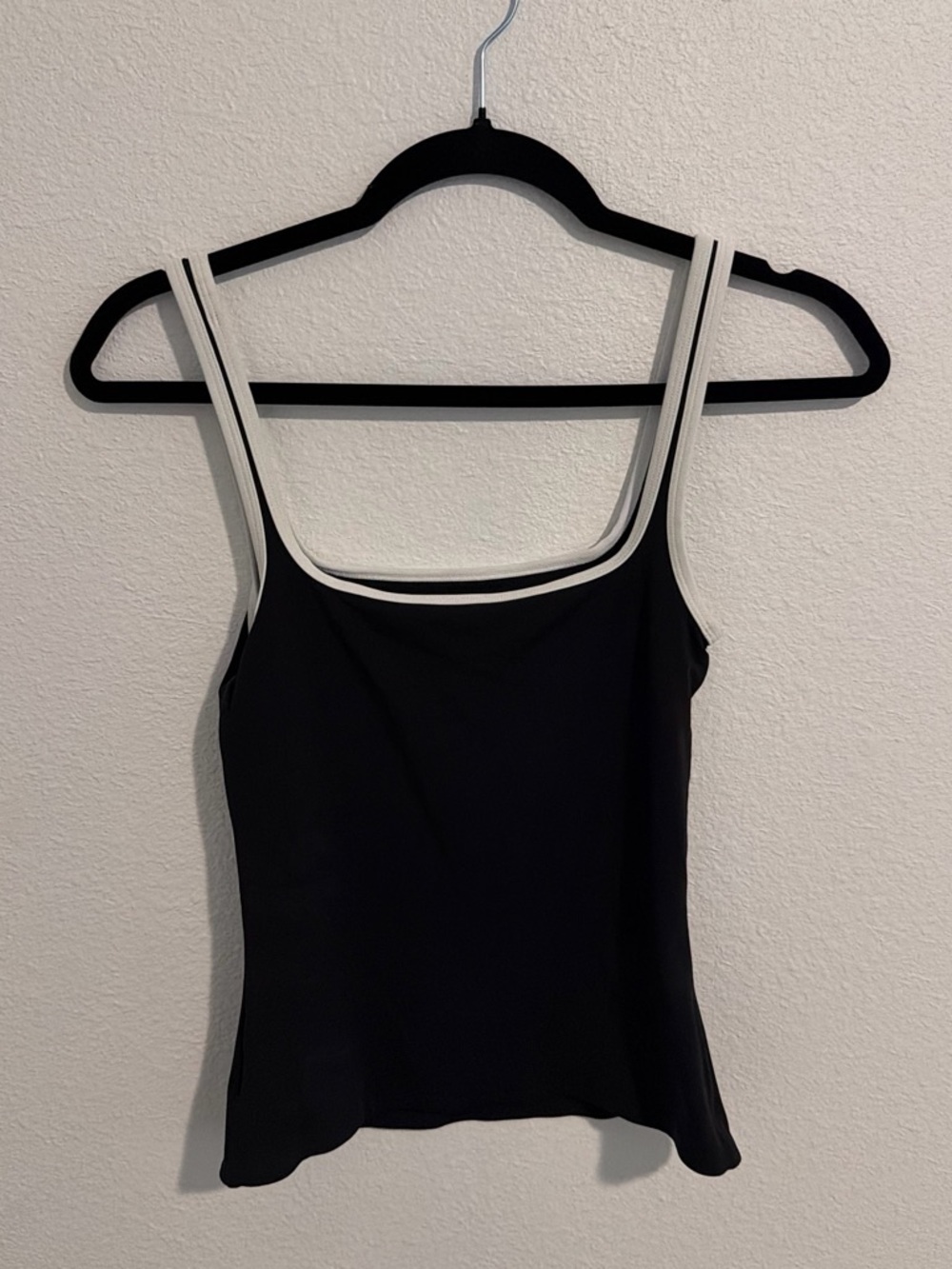 Aritzia Black Tank with Cream Trim